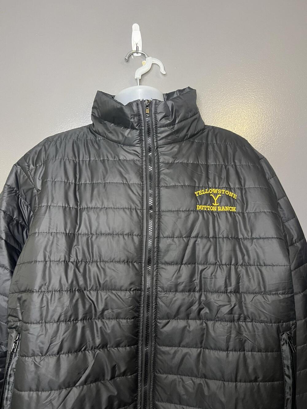 Yellowstone Dutton Ranch Jacket Mens 2XL Black Puffer Full Zip Embroidered